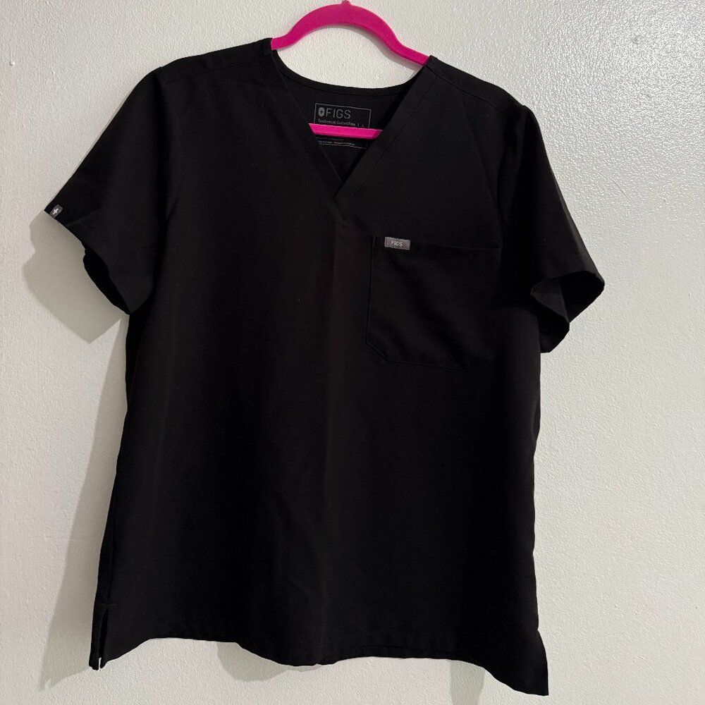 FIGS Catarina One-Pocket Scrub Top Large–Black
